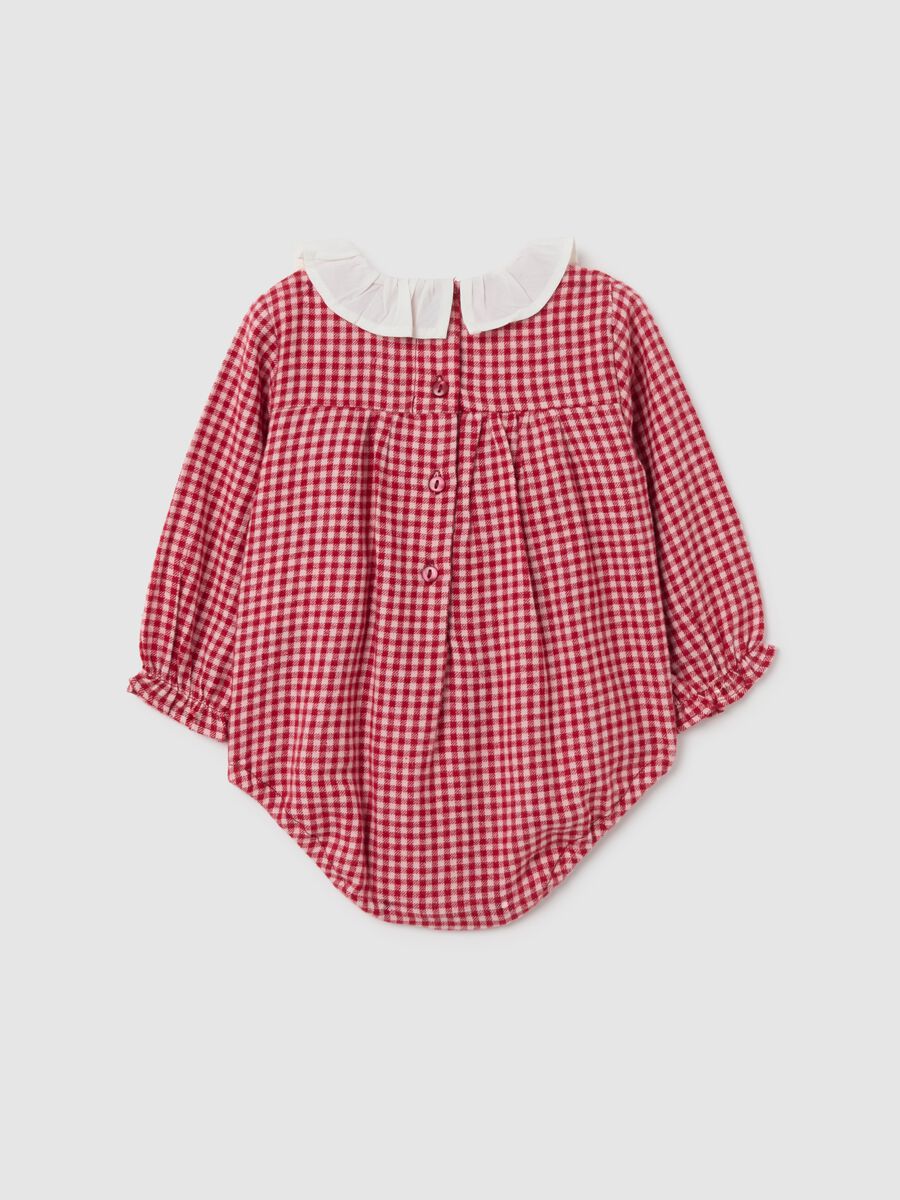 Multicolour newborn bodysuit in pure cotton with collar_1