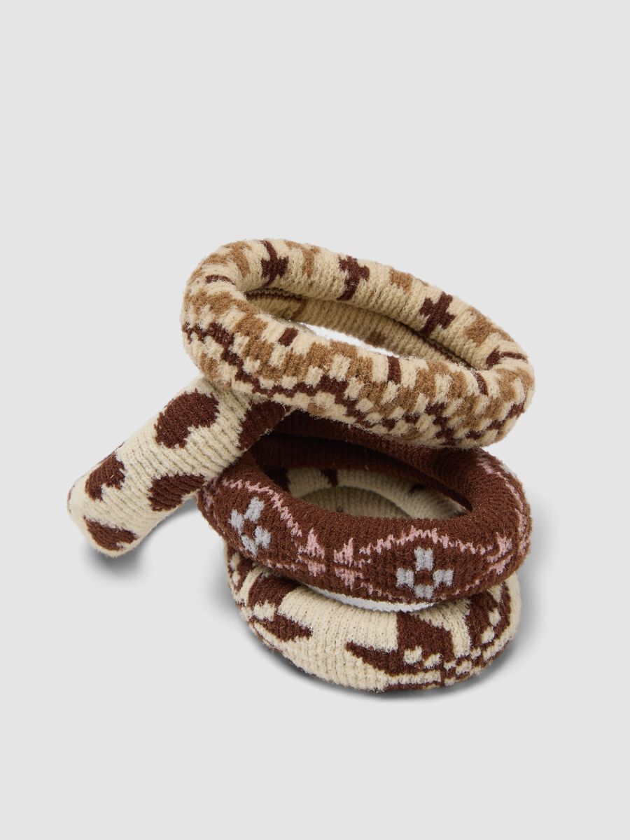 Set di elastici beige con fantasia jacquard_2