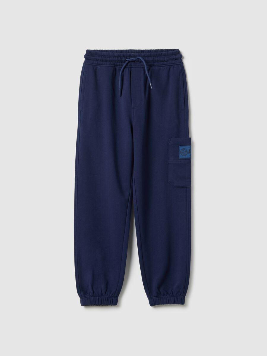 Children's blue jogger trousers in pure cotton regular fit_0