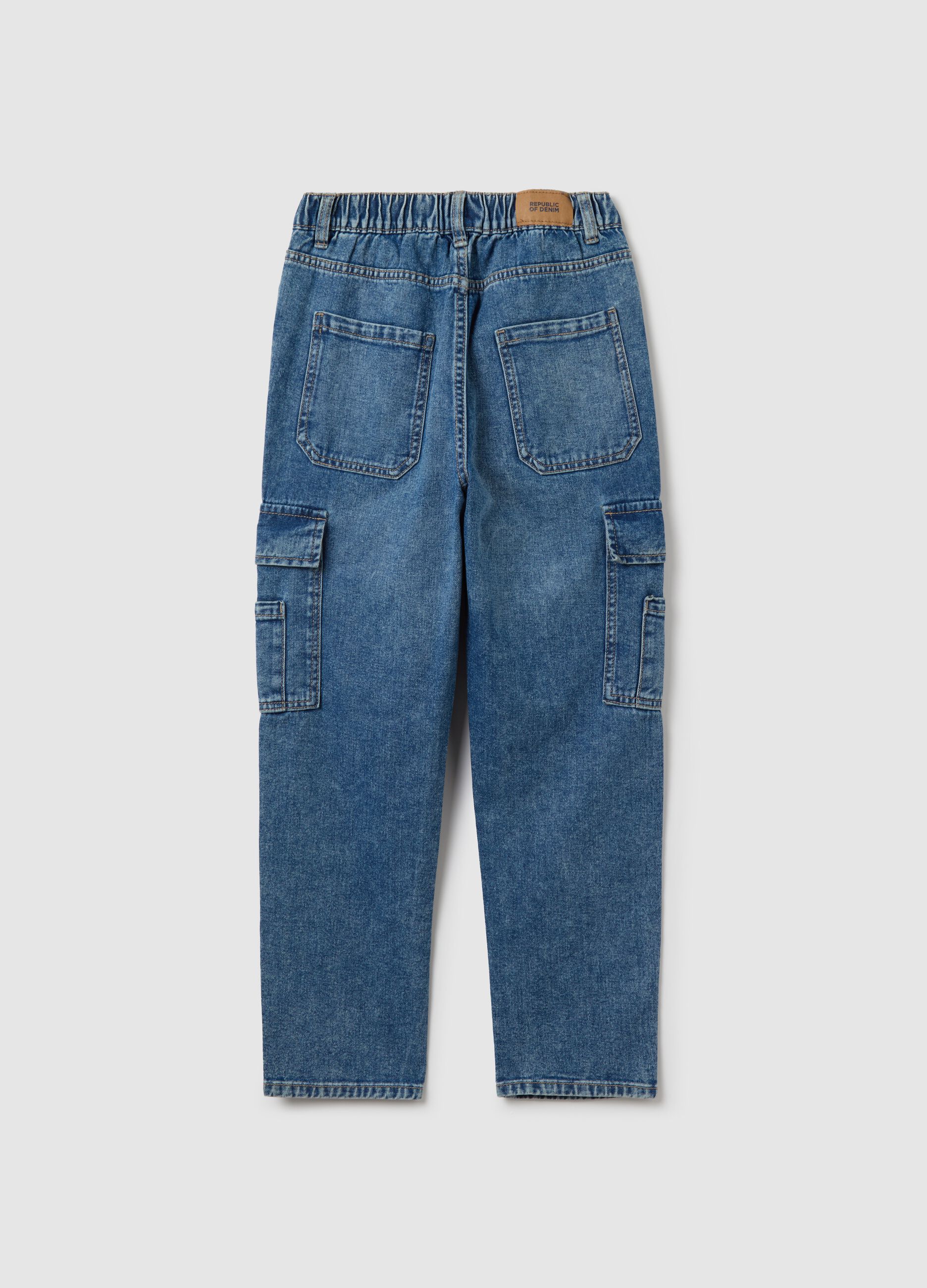 Pull-on cargo jeans