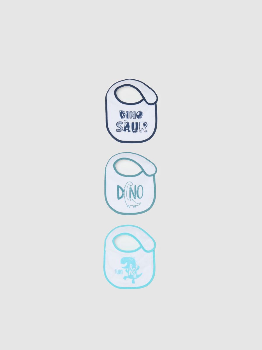 Three-pack bibs with PEVA backing and dinosaur print_0