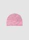 Pink stretch cotton hat with glossy animal print for girls_0