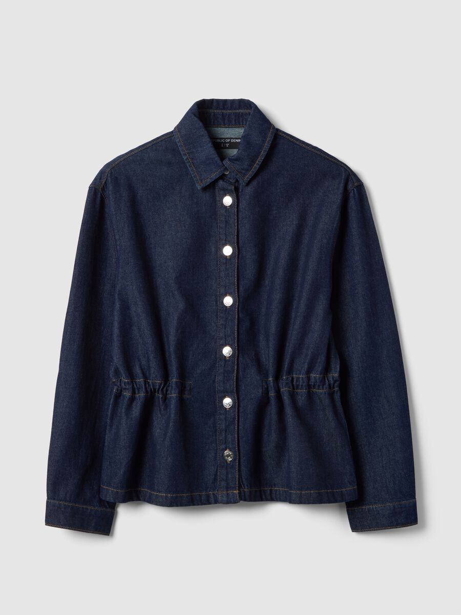 Blue denim jacket in pure cotton regular fit with buttons_4