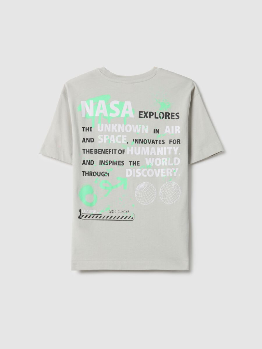 T-shirt in puro cotone grigia da bambino vestibilit&agrave; oversize con logo_4