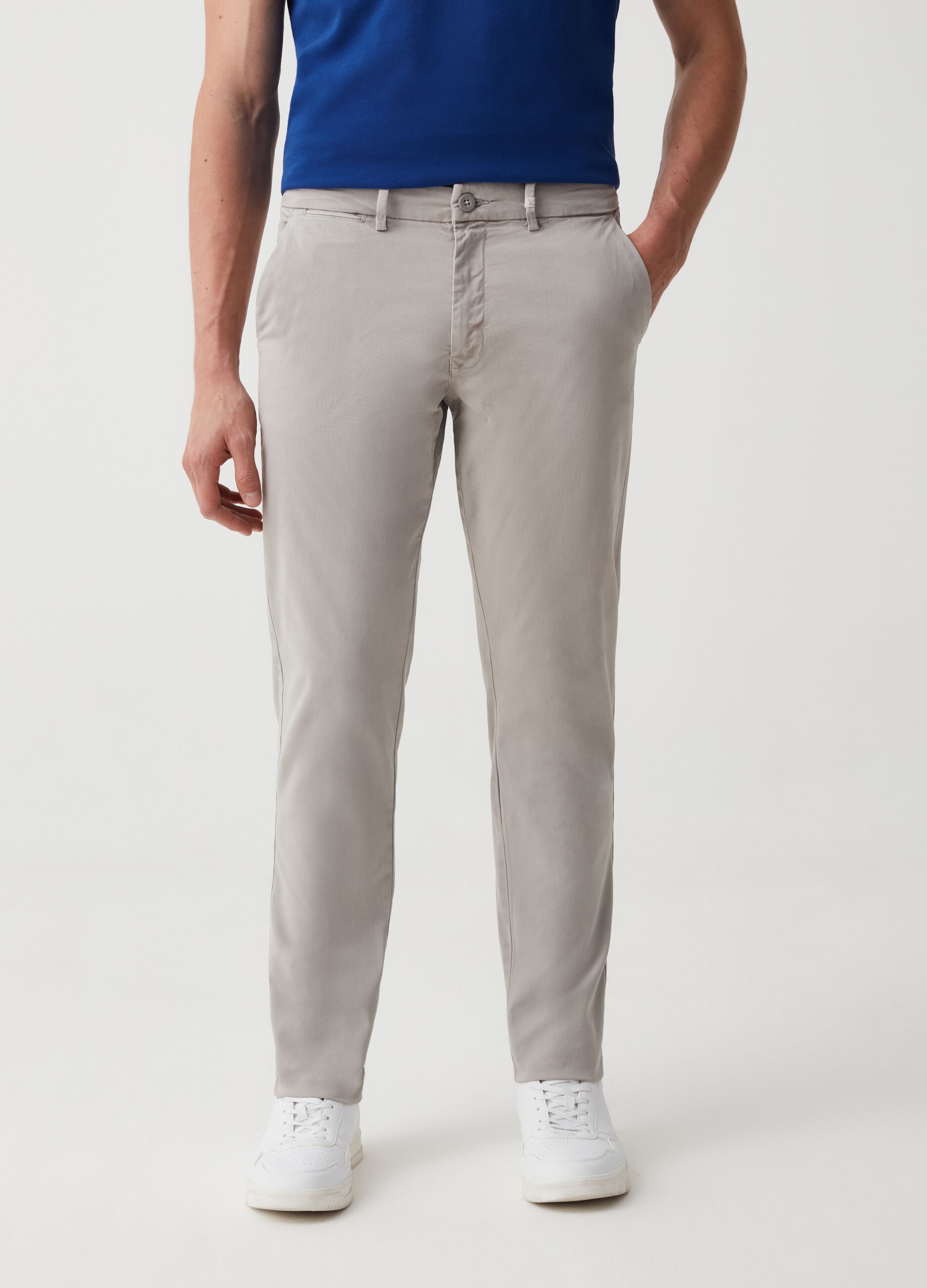 Slim-fit, stretch cotton chinos