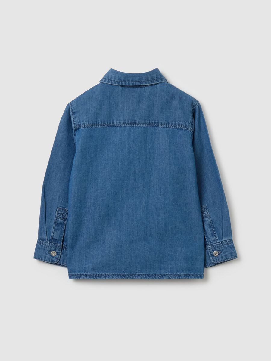 Camicia in denim stampa lettering e tigrotto_1