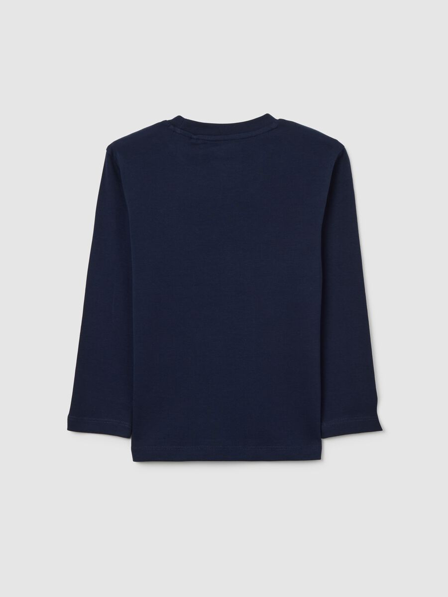 Long-sleeve blue cotton top for kids with regular fit_1