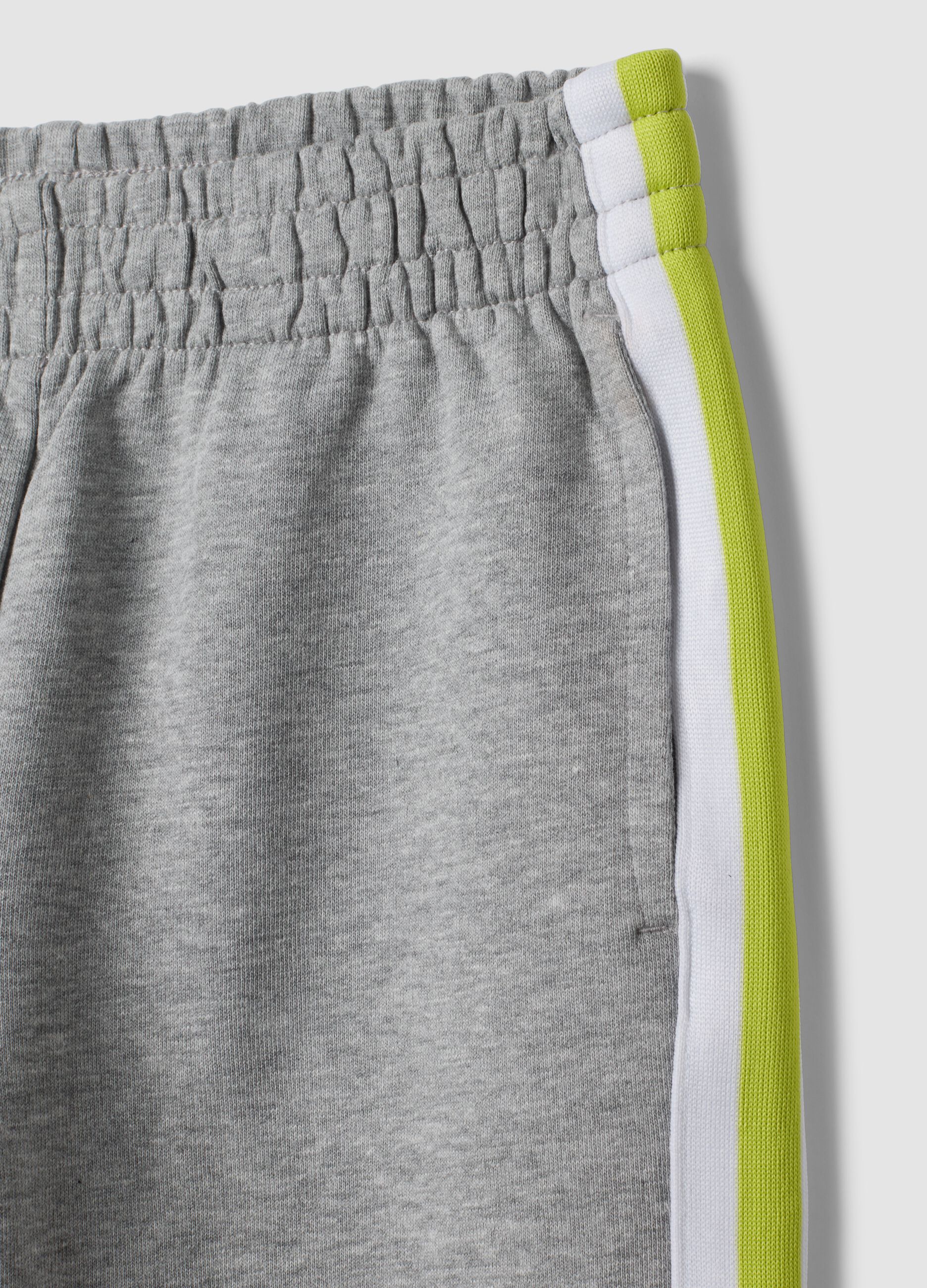Grey pure cotton shorts with side stripes