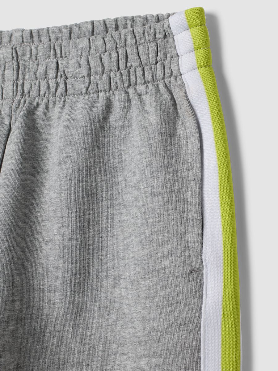 Grey pure cotton shorts with side stripes_2
