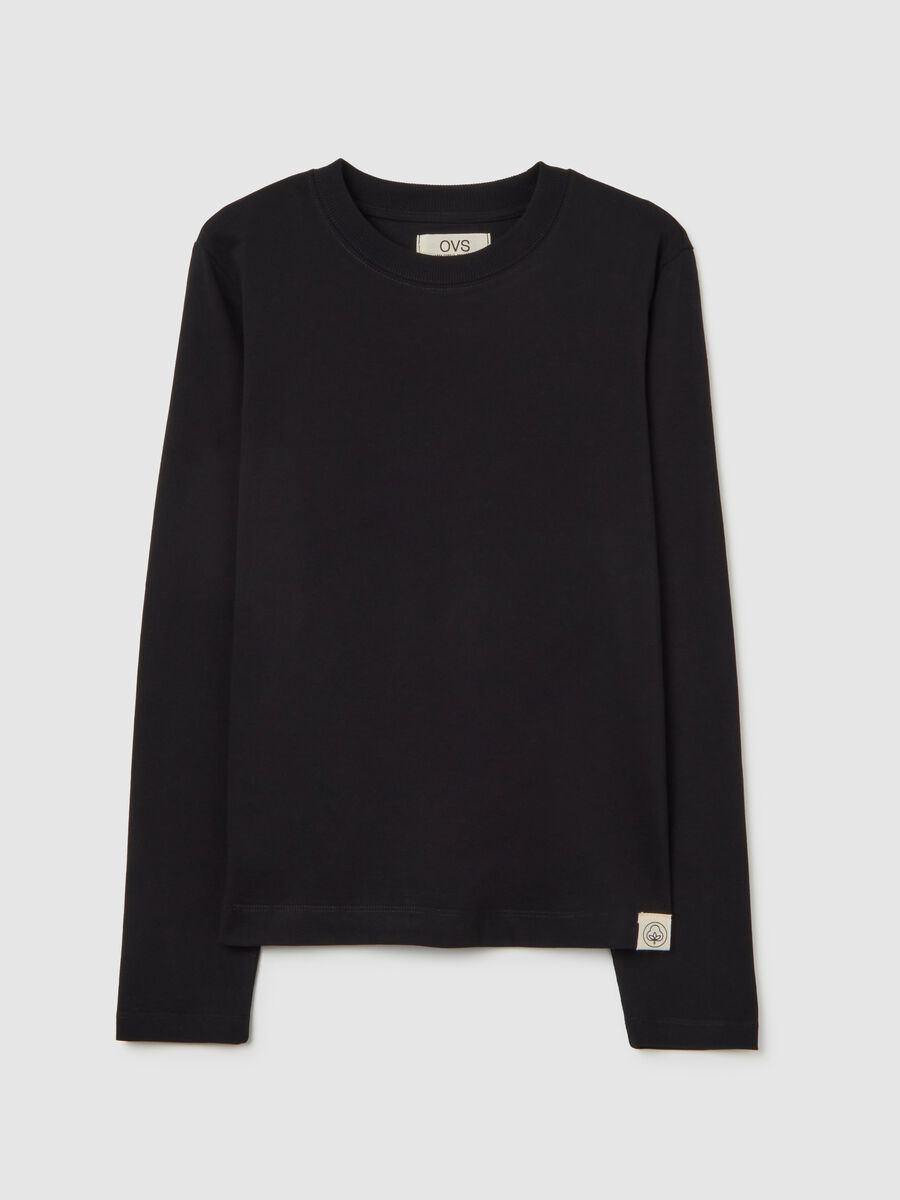T-shirt nera in puro cotone italiano regular fit_4