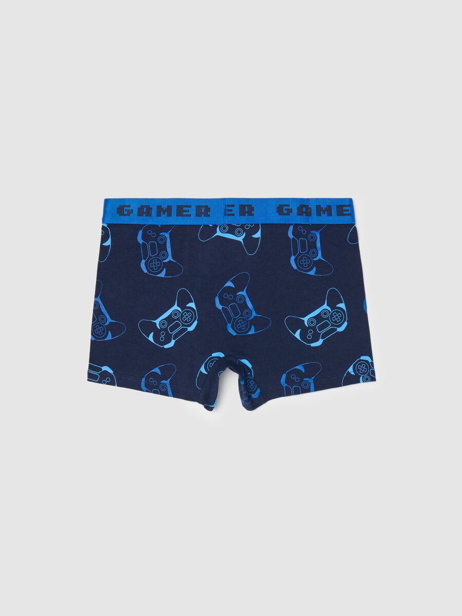 Stretch cotton boxer shorts with games print_1