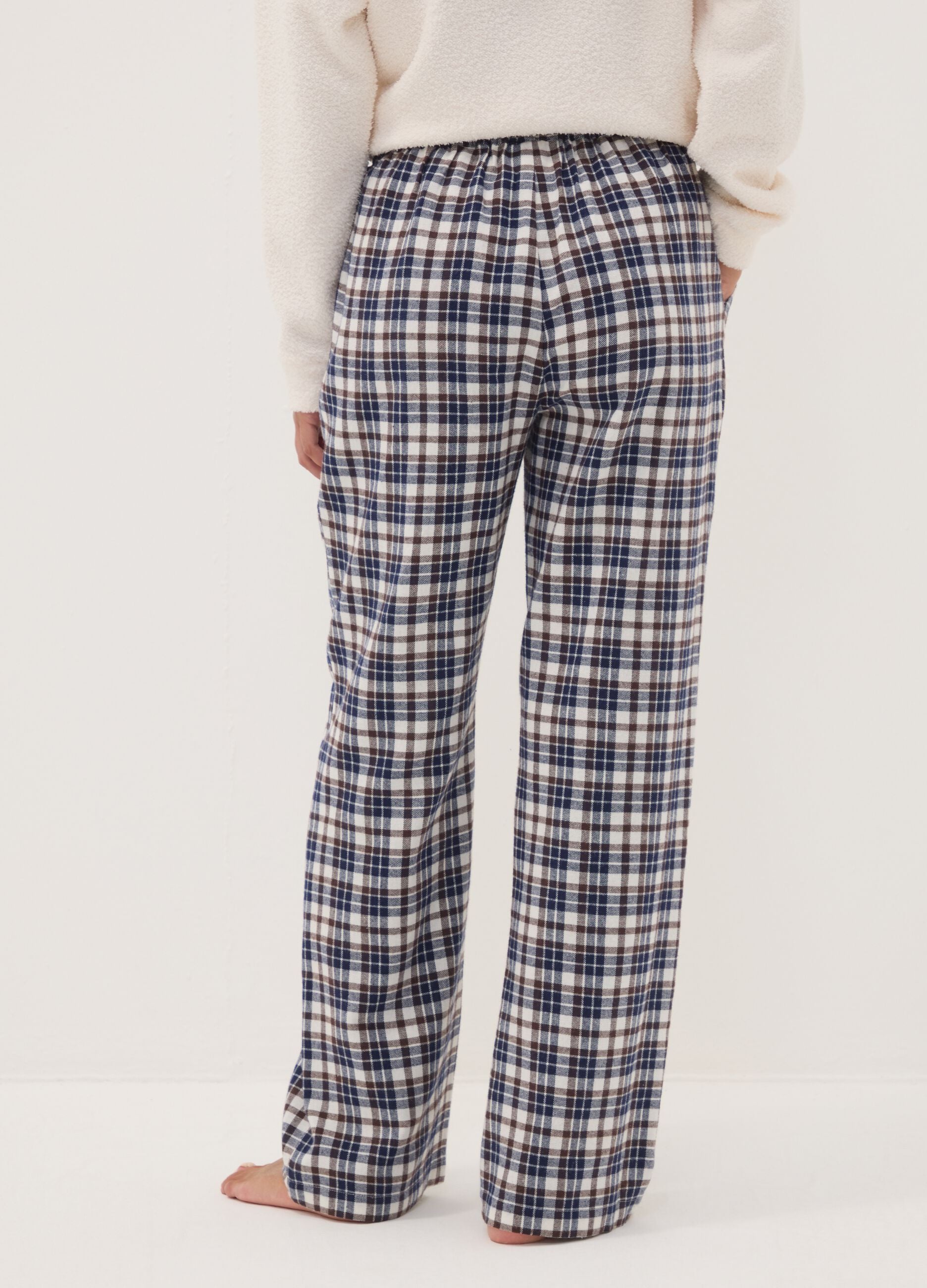 Multicolour checked pyjama trousers in pure organic cotton