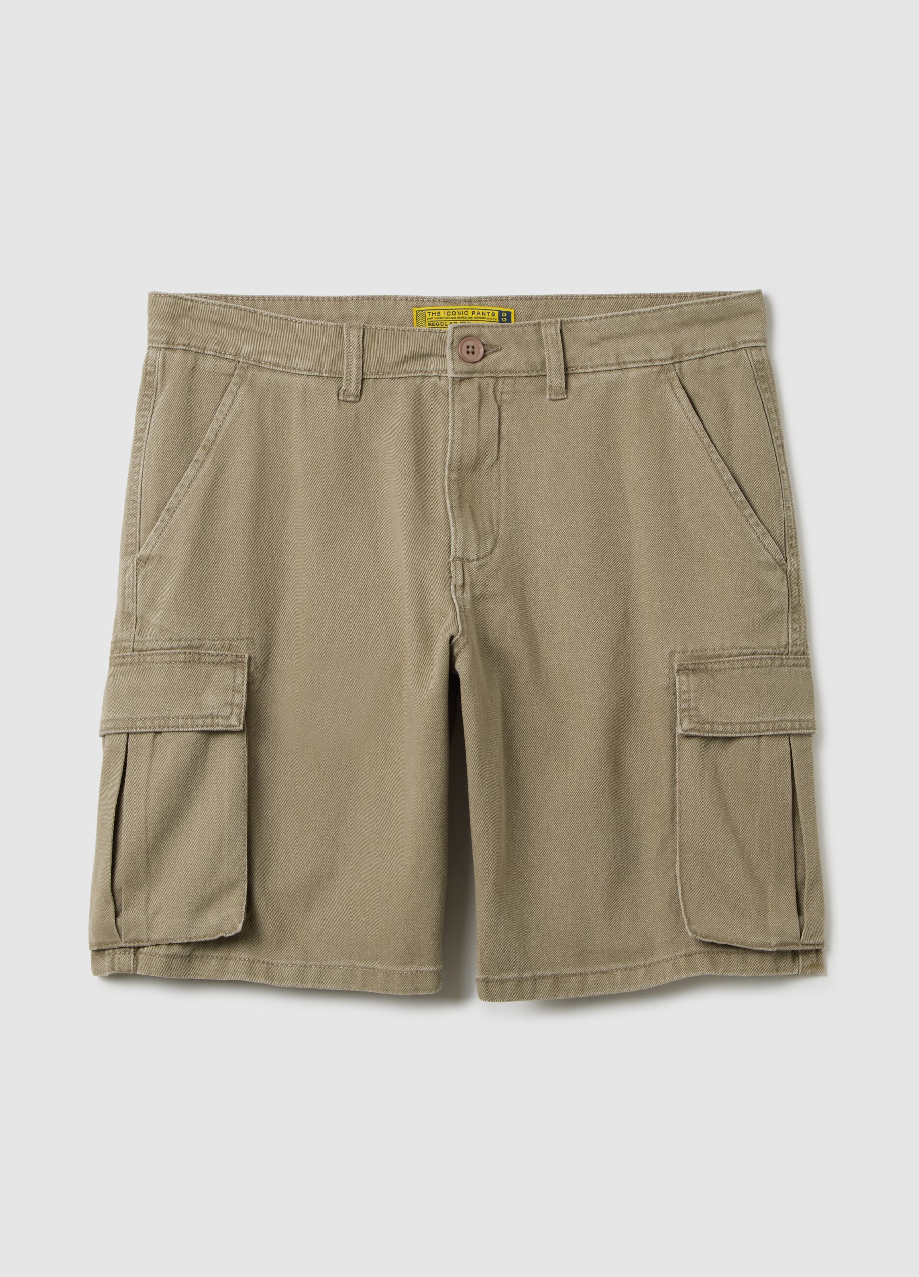 Bermuda da uomo in puro cotone beige regular fit