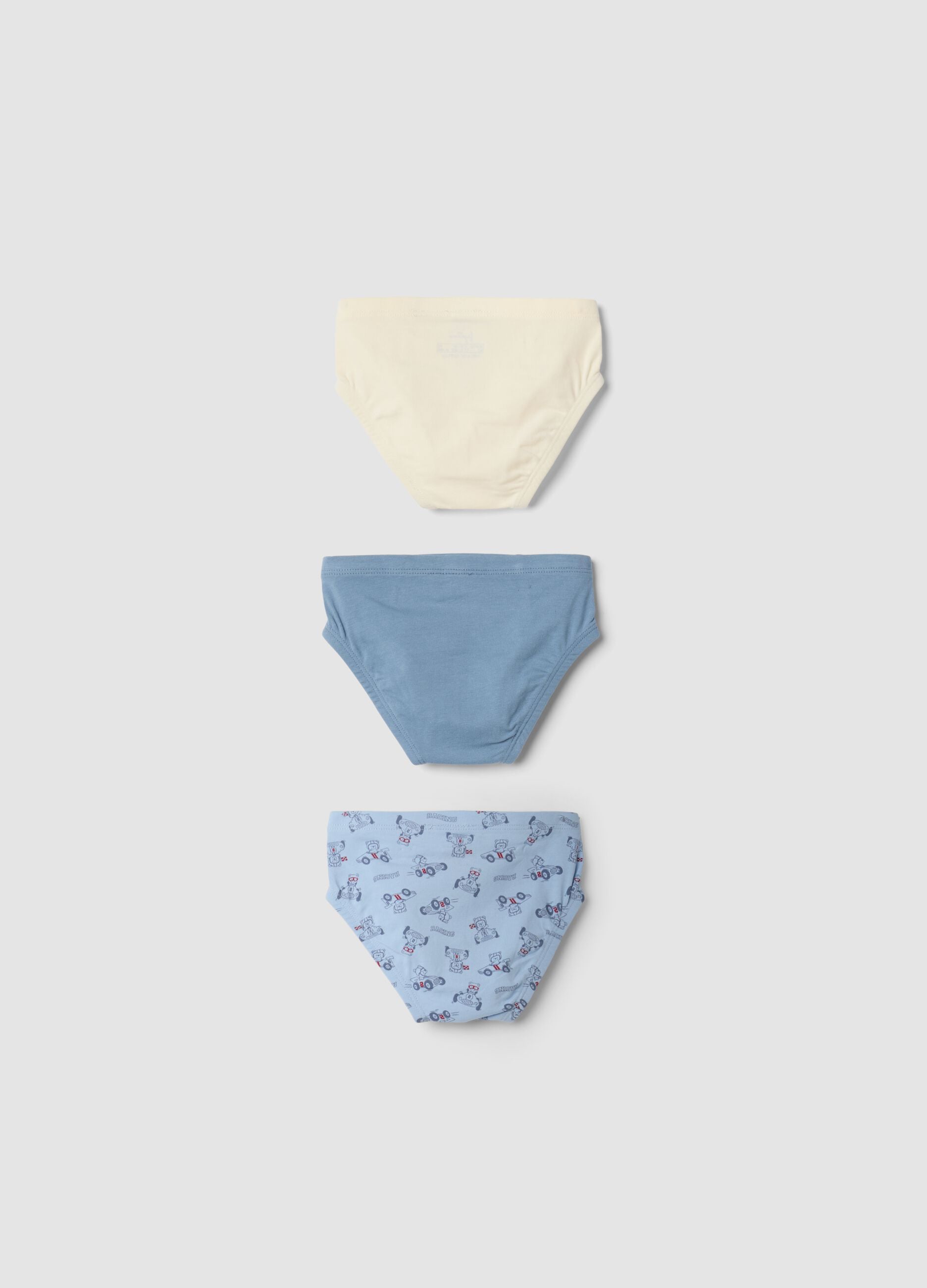 3-pack of organic stretch cotton briefs with bicycle print