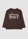 T-shirt marrone in puro cotone organico con stampa over fit_0