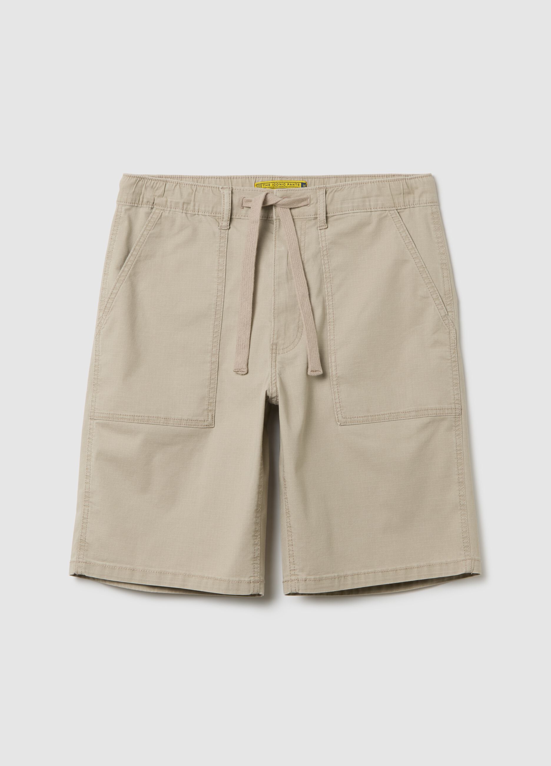 Men's regular fit beige cotton shorts