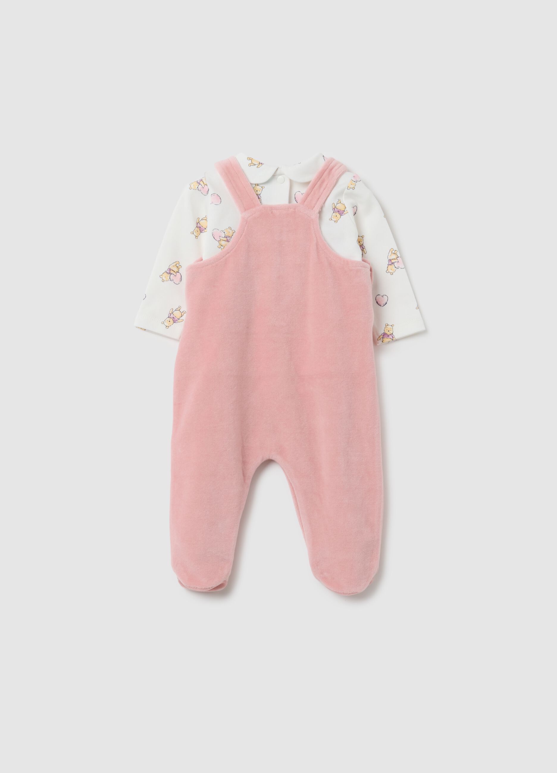 Pink cotton blend baby girl set