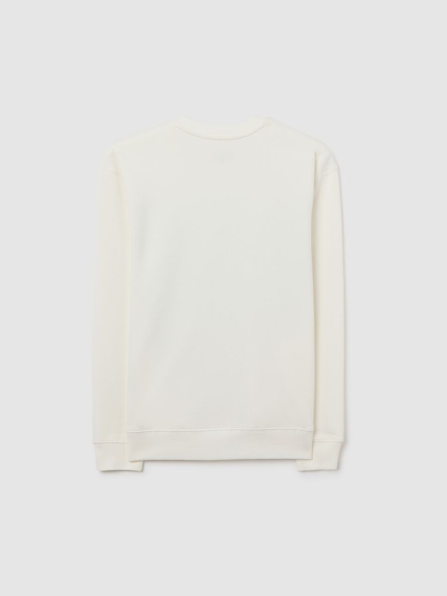 Boy's white sweatshirt with print in pure cotton oversized fit_4