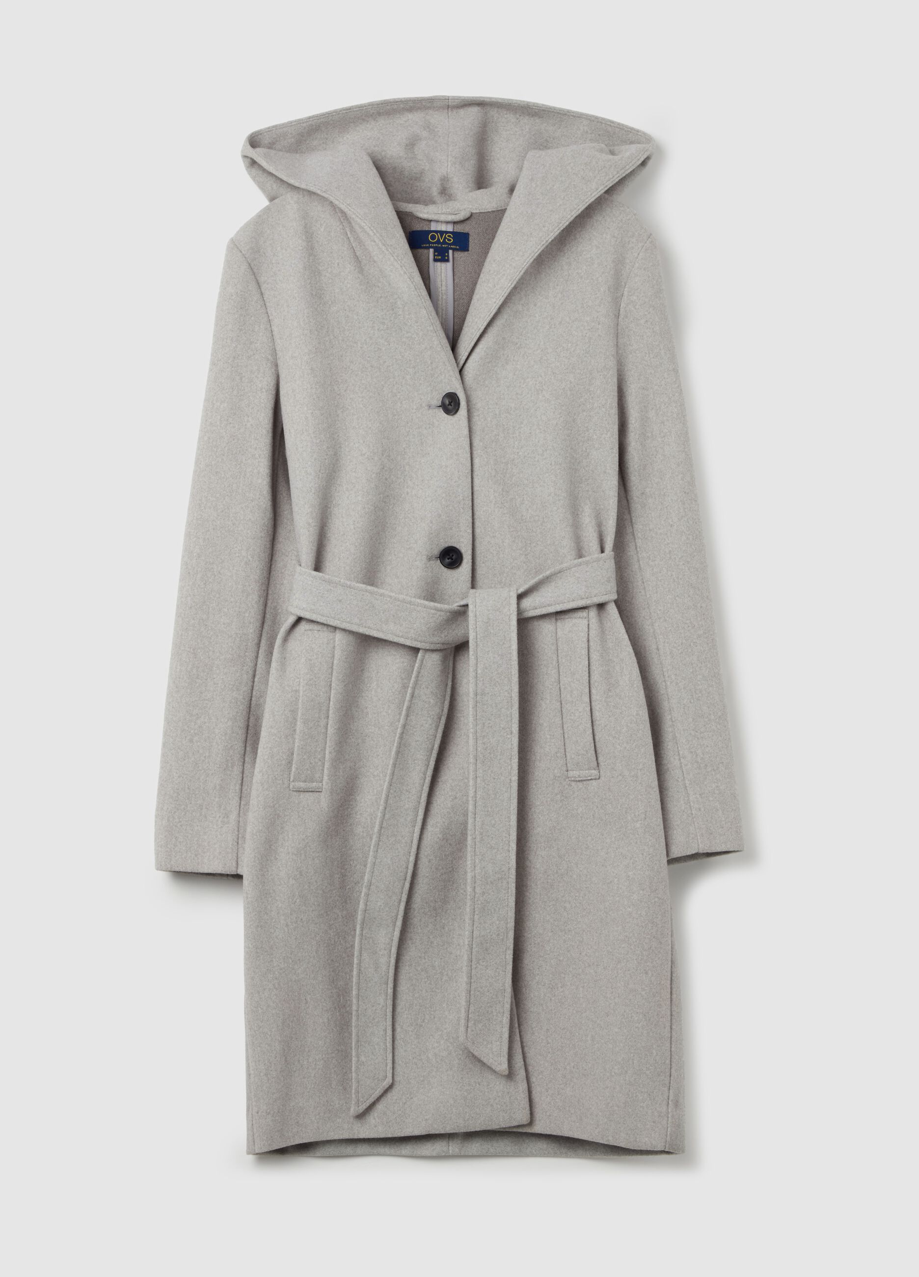 Coat in soft fabric with hood