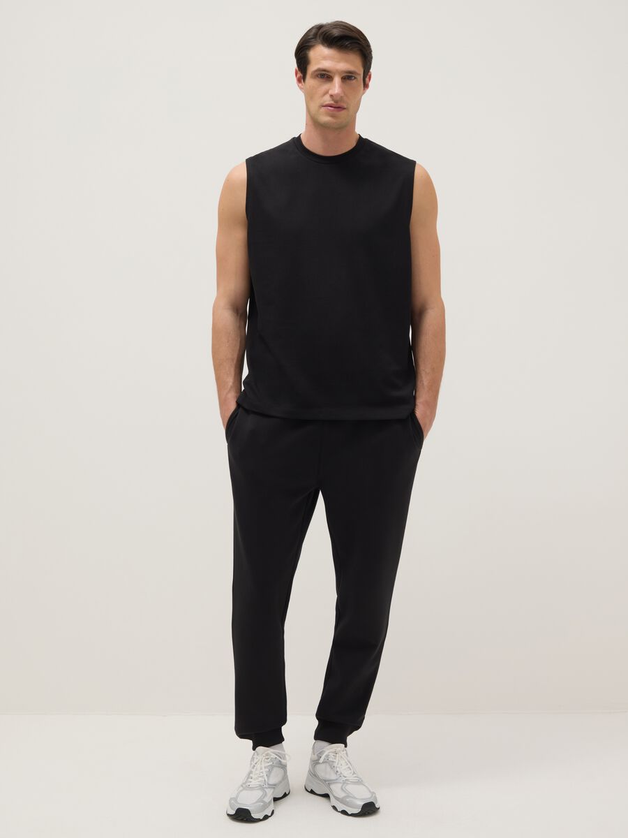 Black cotton blend vest regular fit_1