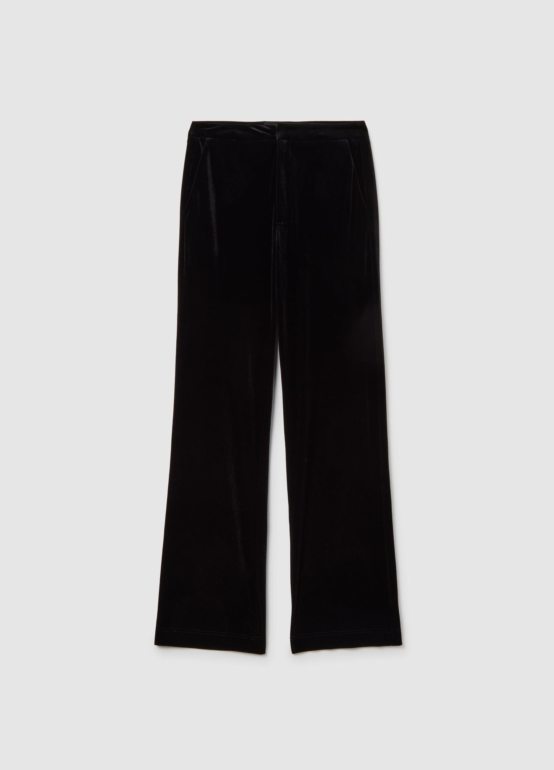 Black Velvet Flare Fit Trousers
