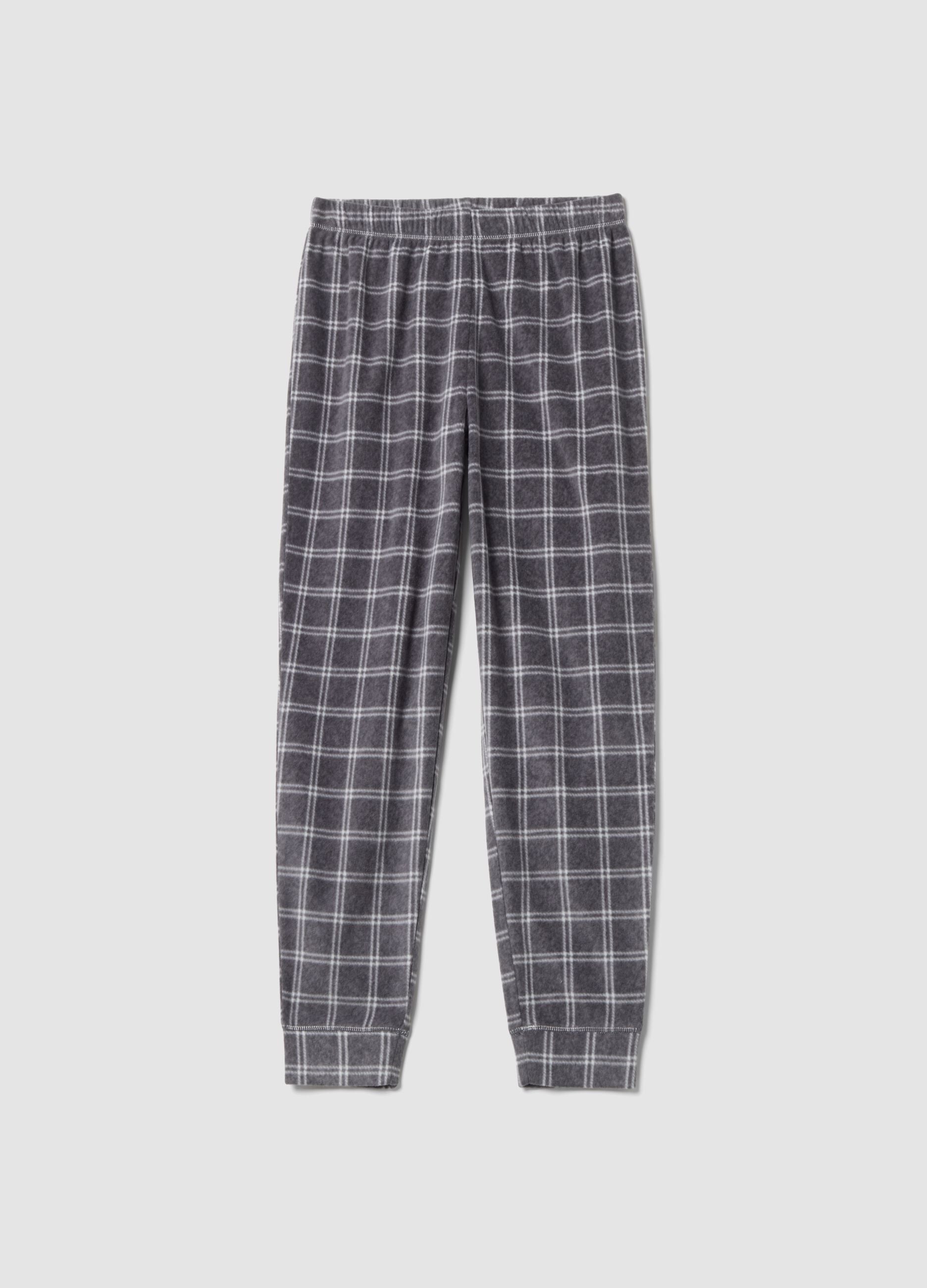 Grey m&eacute;lange checked regular-fit pyjama bottoms