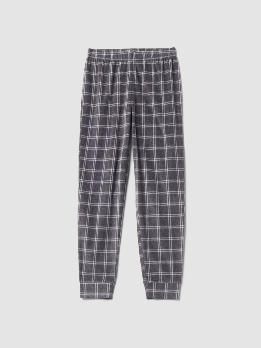 Grey m&eacute;lange checked regular-fit pyjama bottoms_0