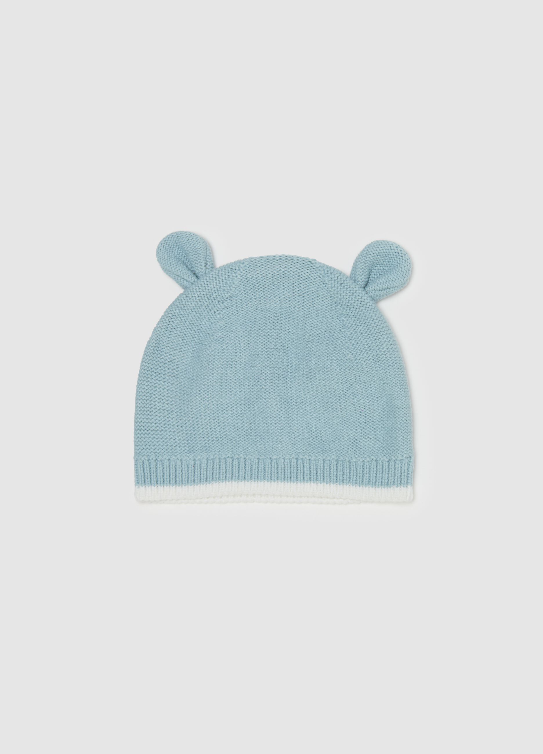 Hat with ears and striped edging