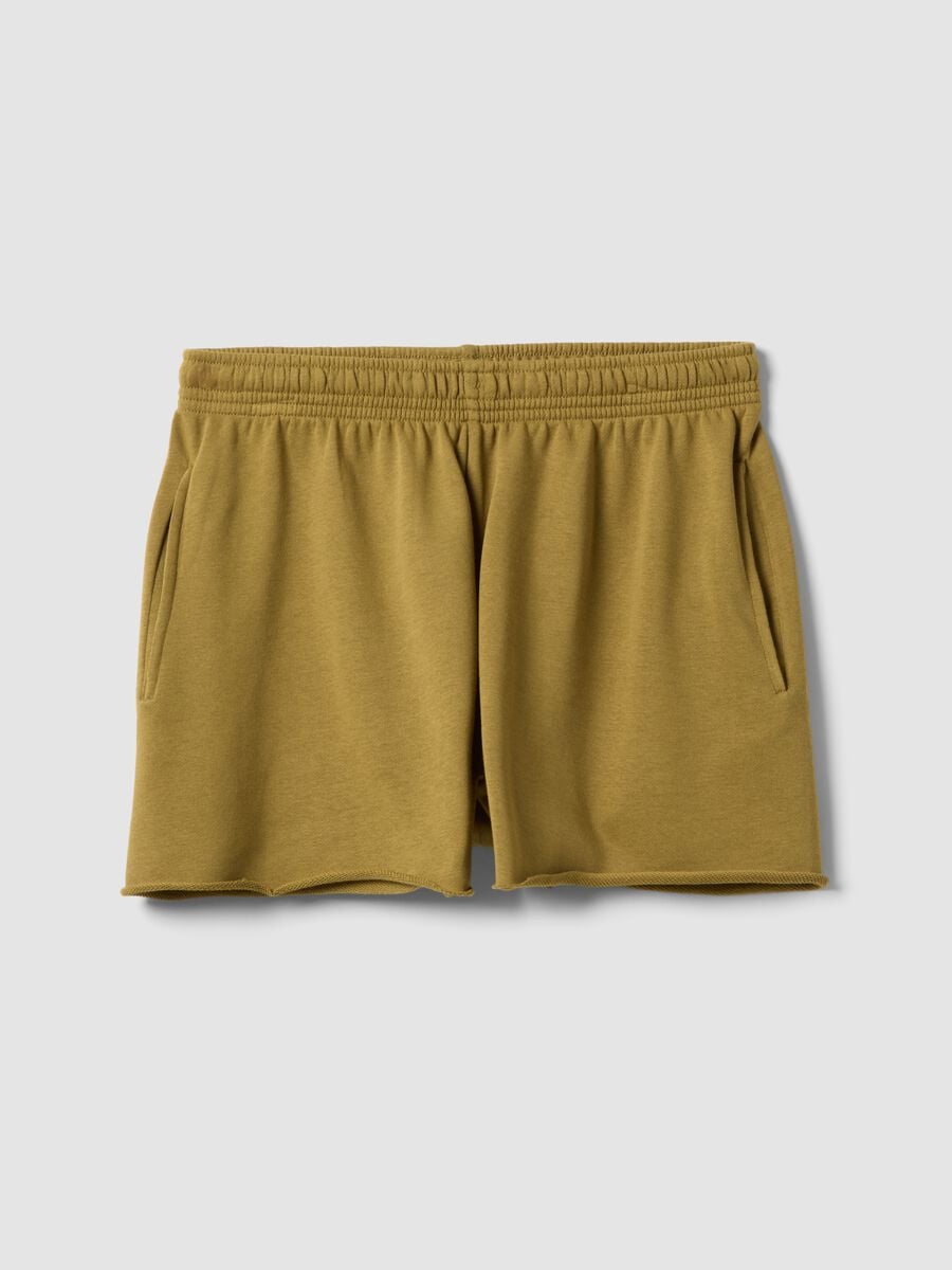 Short marroni in misto cotone con vita elasticizzata_0