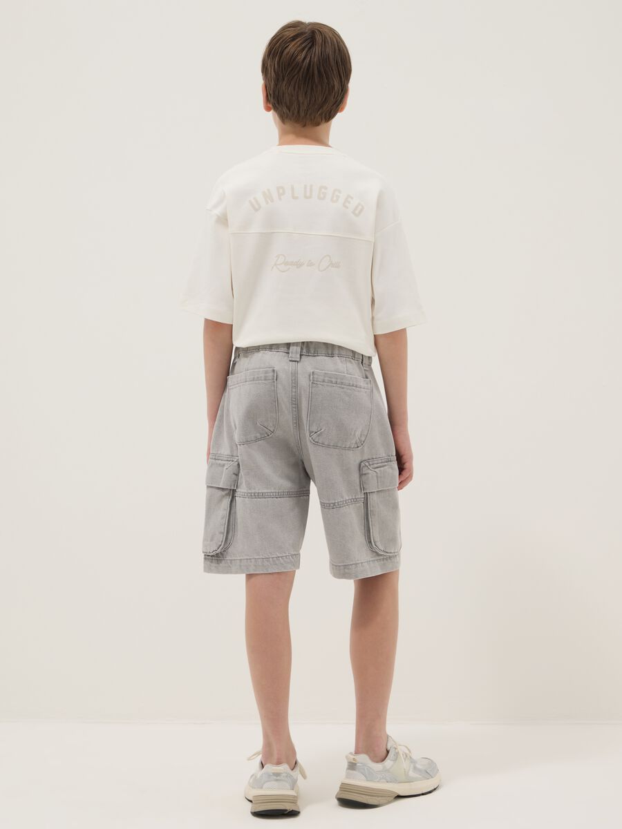 Shorts cargo grigi in misto cotone e viscosa baggy fit_1