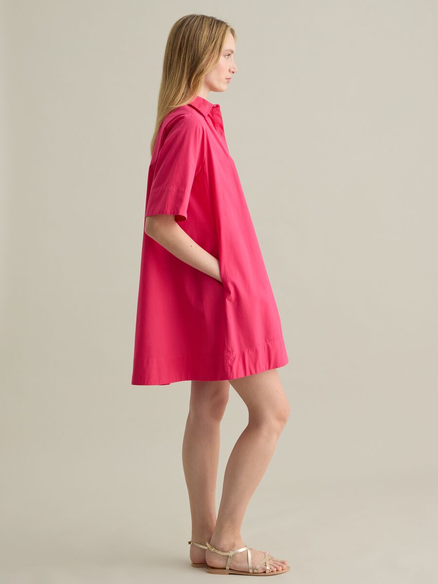 Pink shirt dress in poplin_1