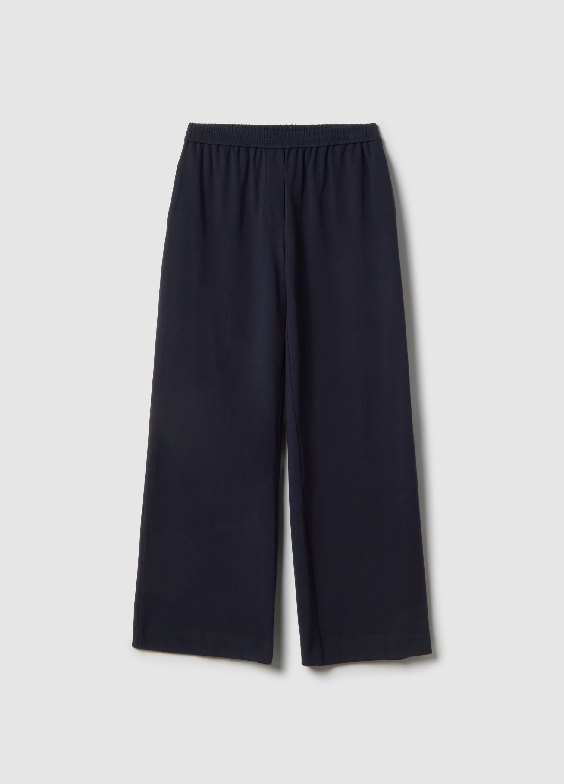 Blue stretch cotton trousers with regular fit