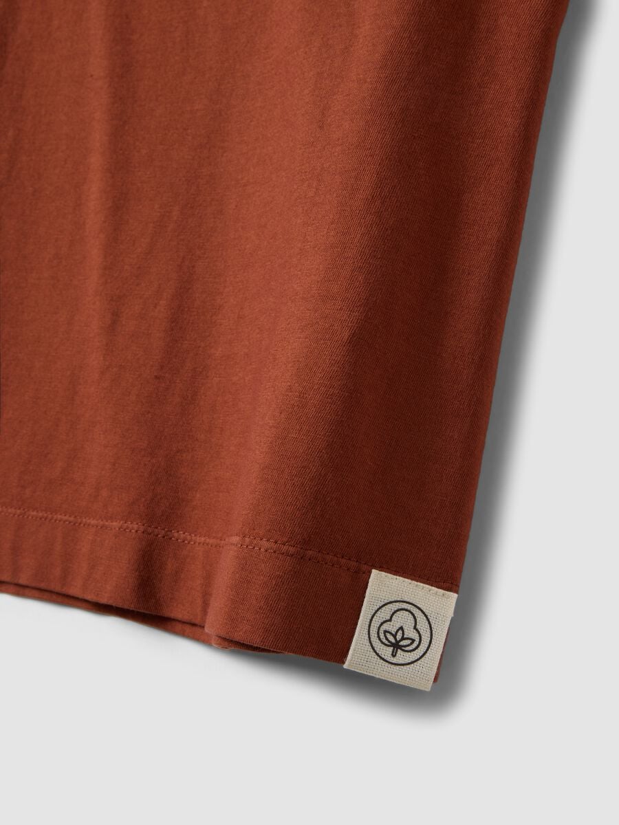 T-shirt rossa a maniche corte in puro cotone regular fit_5