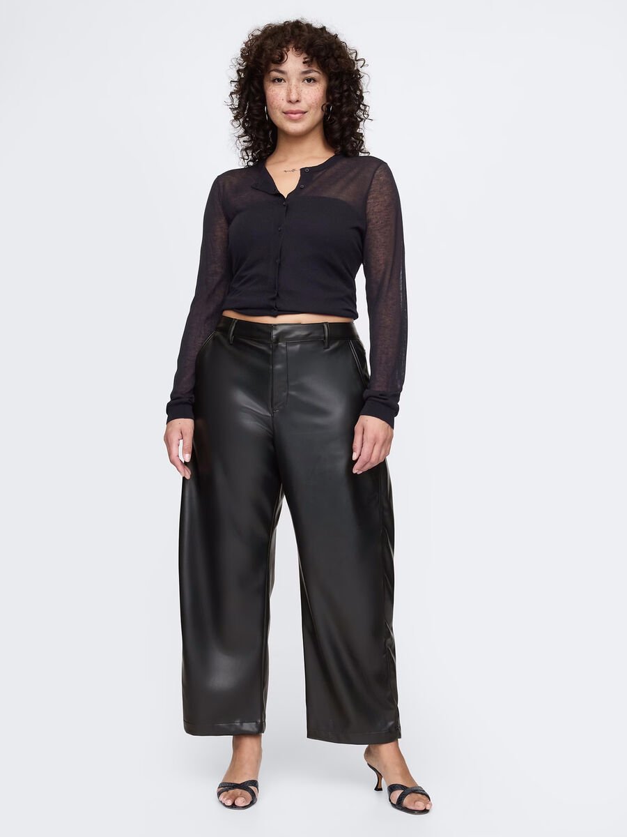 Barrel-fit shiny-effect trousers_5