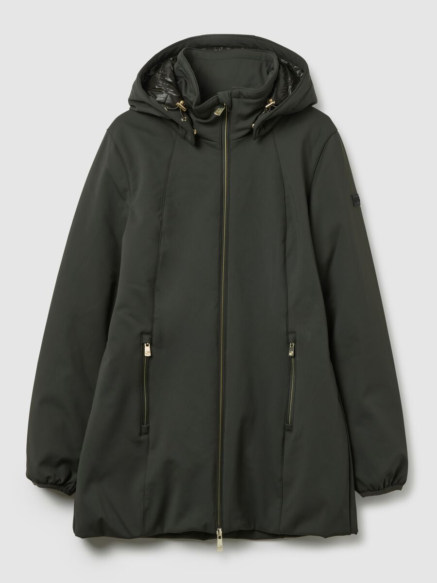 Giacca imbottita verde regular fit con zip e cappuccio_4