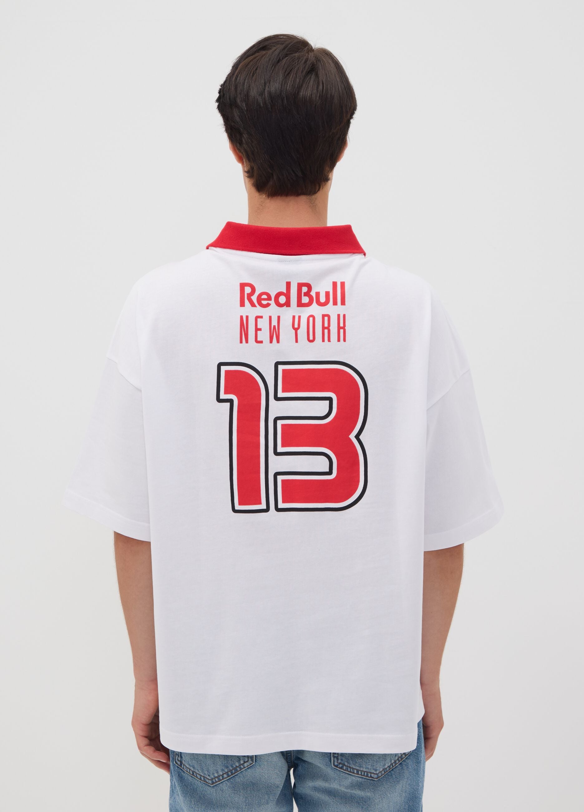 White pure cotton T-shirt with New York Red Bulls print