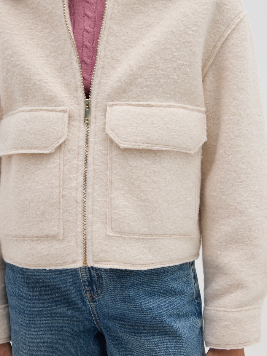 Giacca bianca regular fit con zip_3