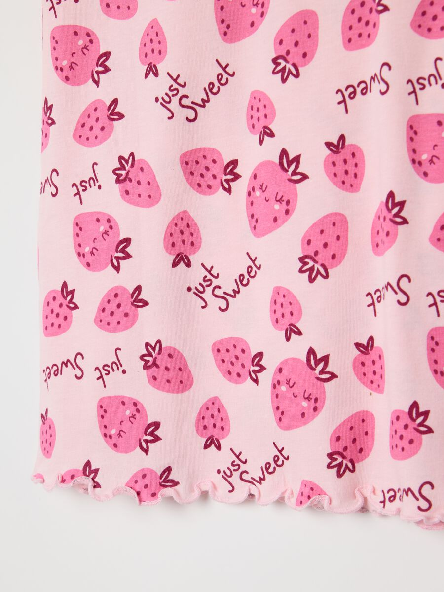 Girls' Short Pink Pyjamas with Strawberry Print_2