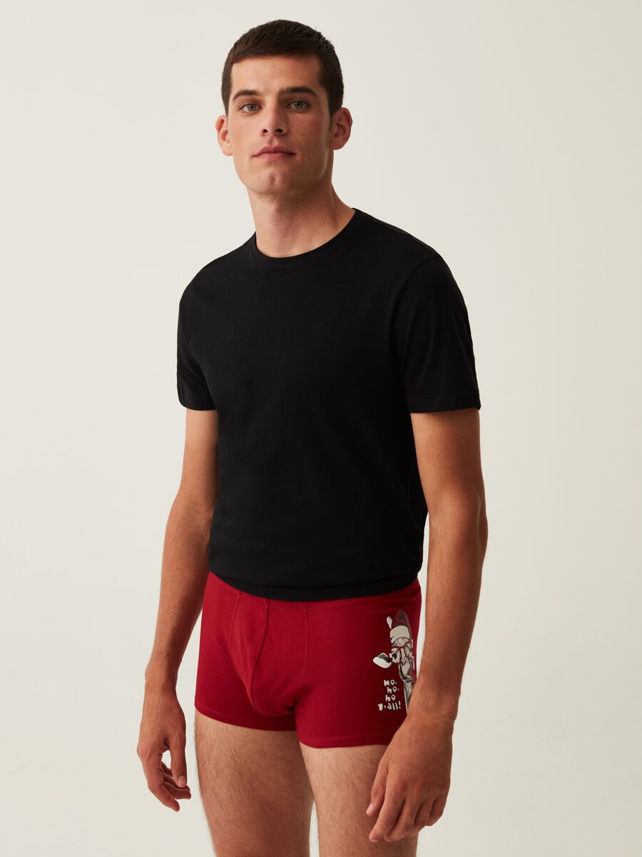 Boxer in cotone con stampa natalizia_0