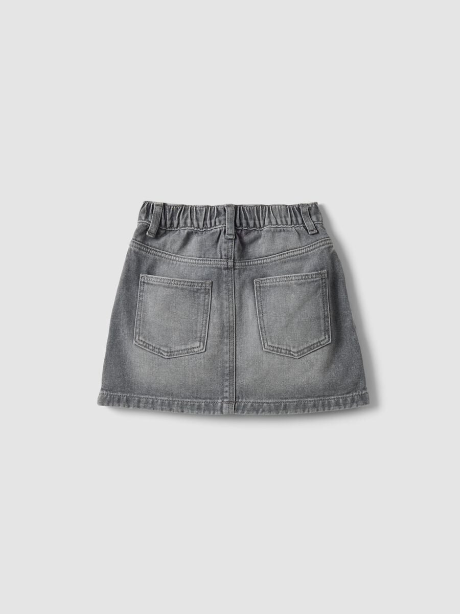 Grey pure cotton skirt with heart rhinestones for girls_1