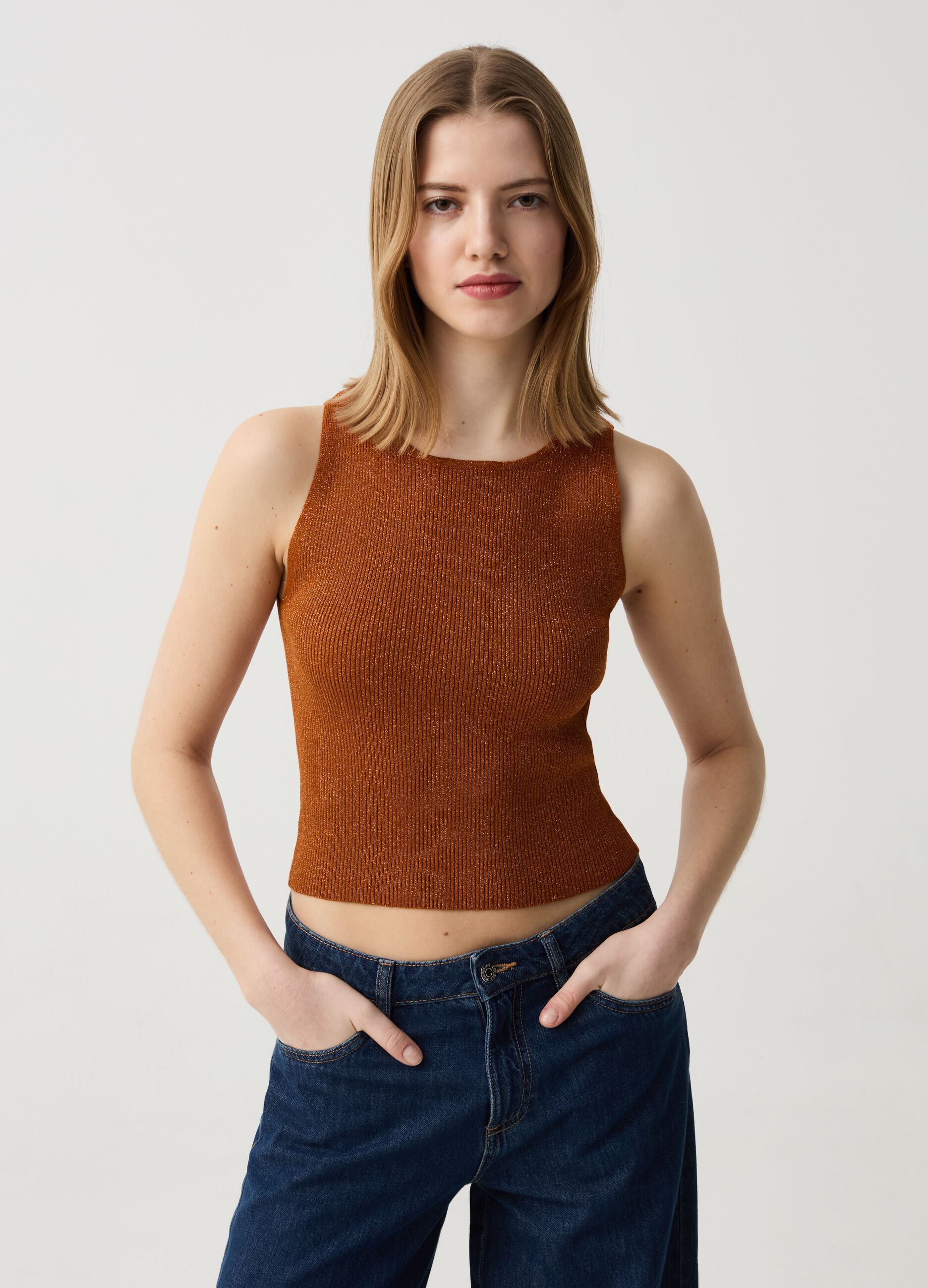 Ovs Tank top a costine in lurex