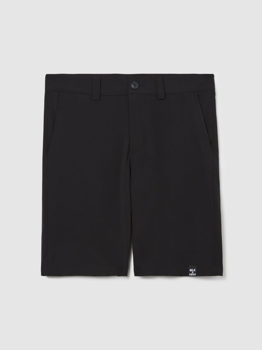 Boxer da uomo in tessuto elasticizzato nero regular fit_4