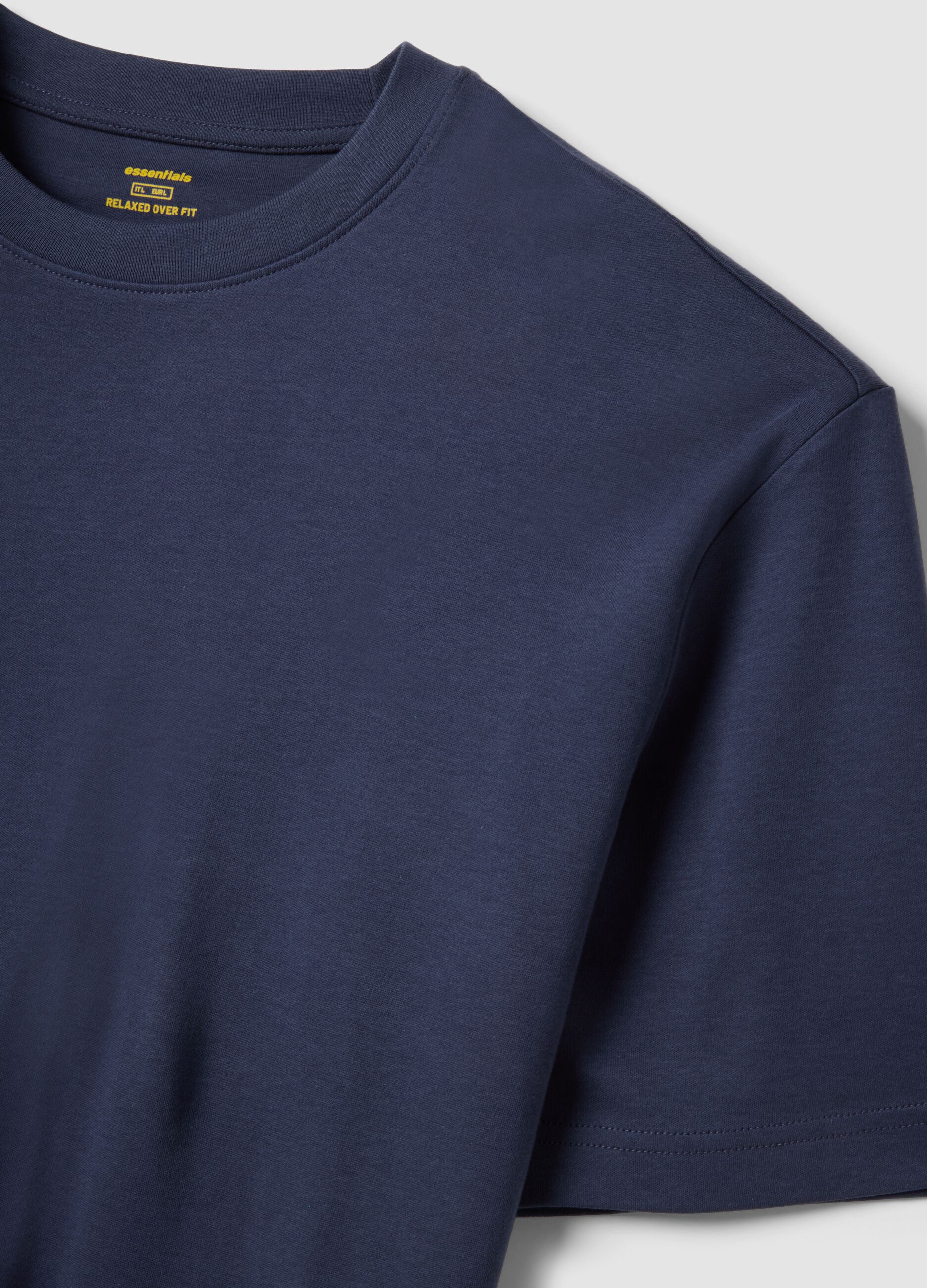 T-shirt a maniche corte in puro cotone blu relaxed fit