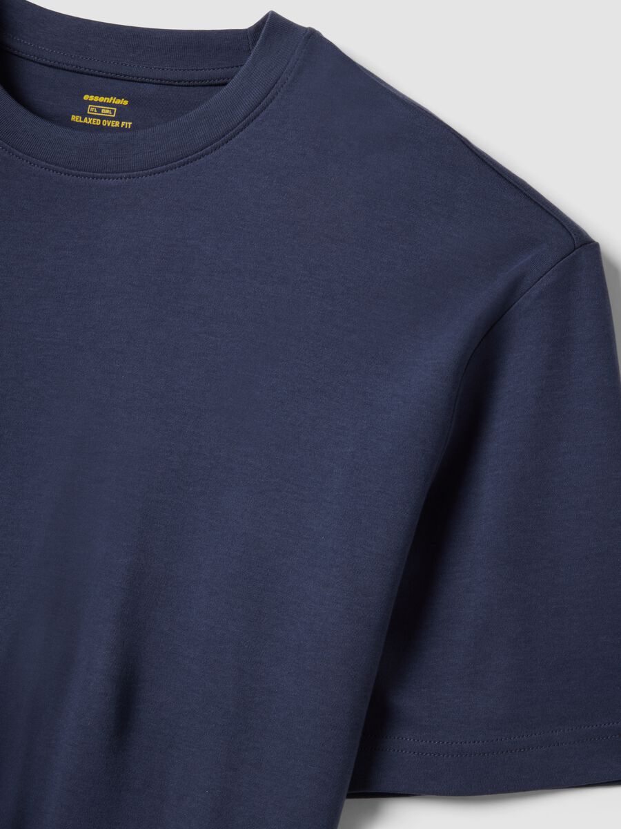 T-shirt a maniche corte in puro cotone blu relaxed fit_5
