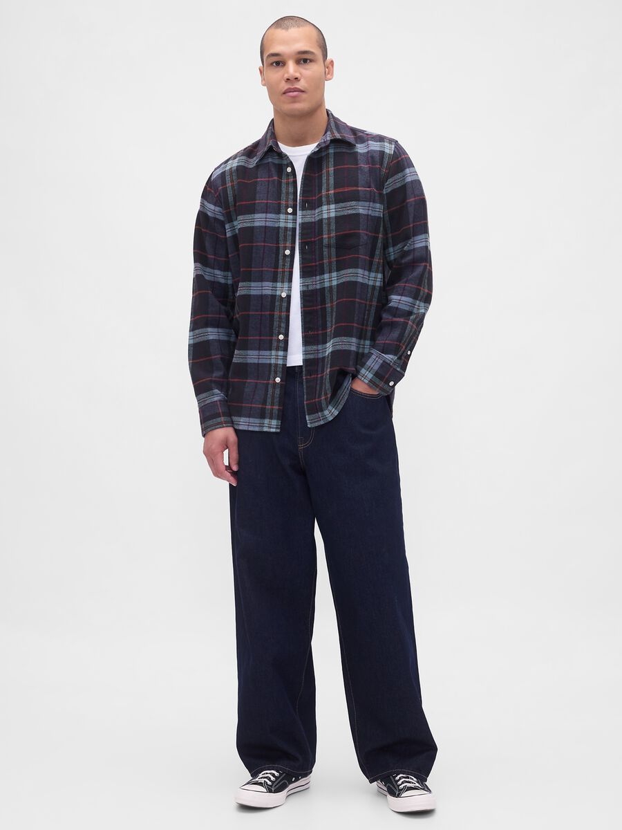 Camicia blu a quadri in cotone_2