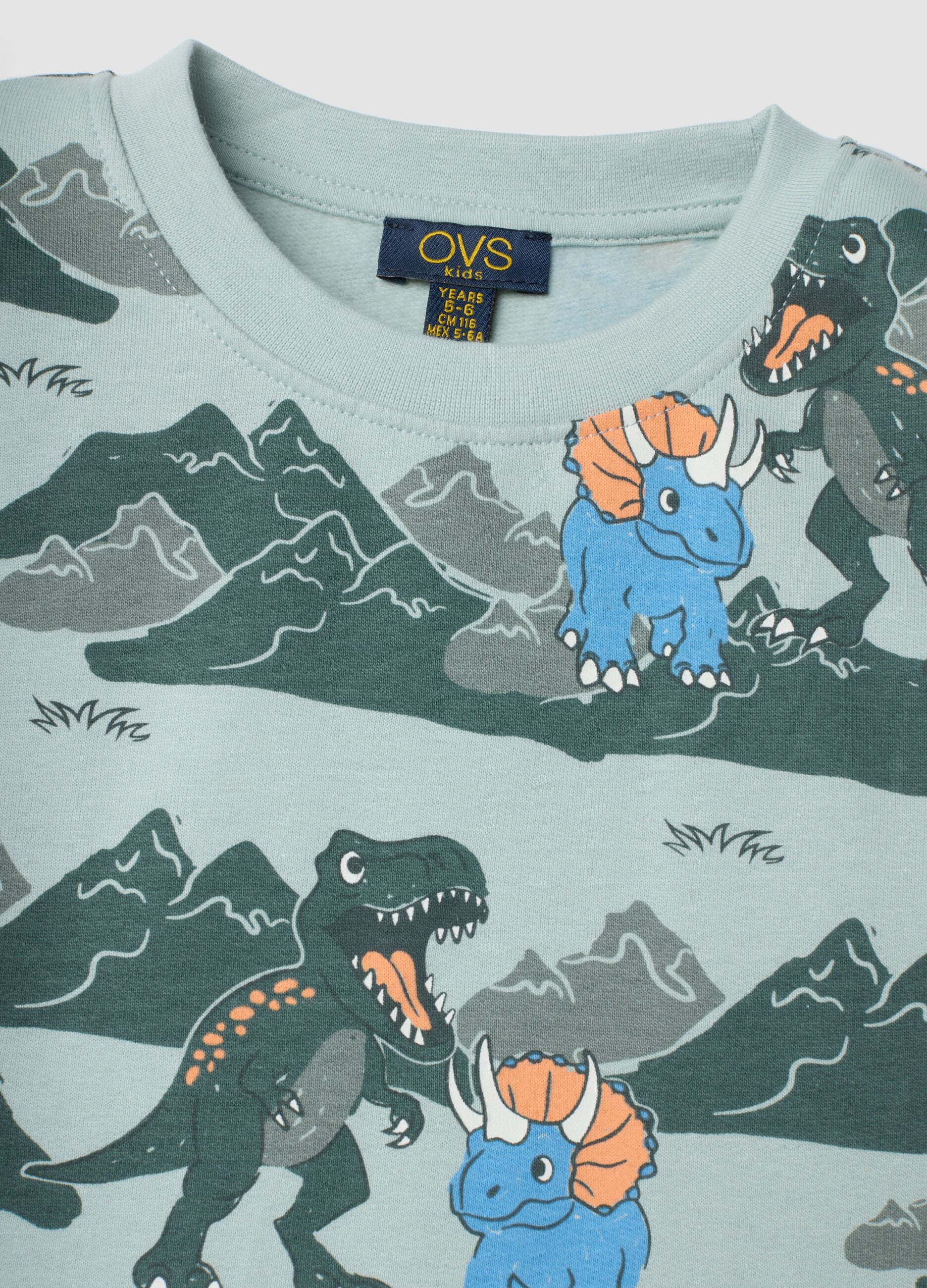 Aqua blue pure organic cotton crew-neck pyjamas