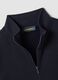 Blue cotton-blend sweatshirt with crew neck and zip, regular fit_1
