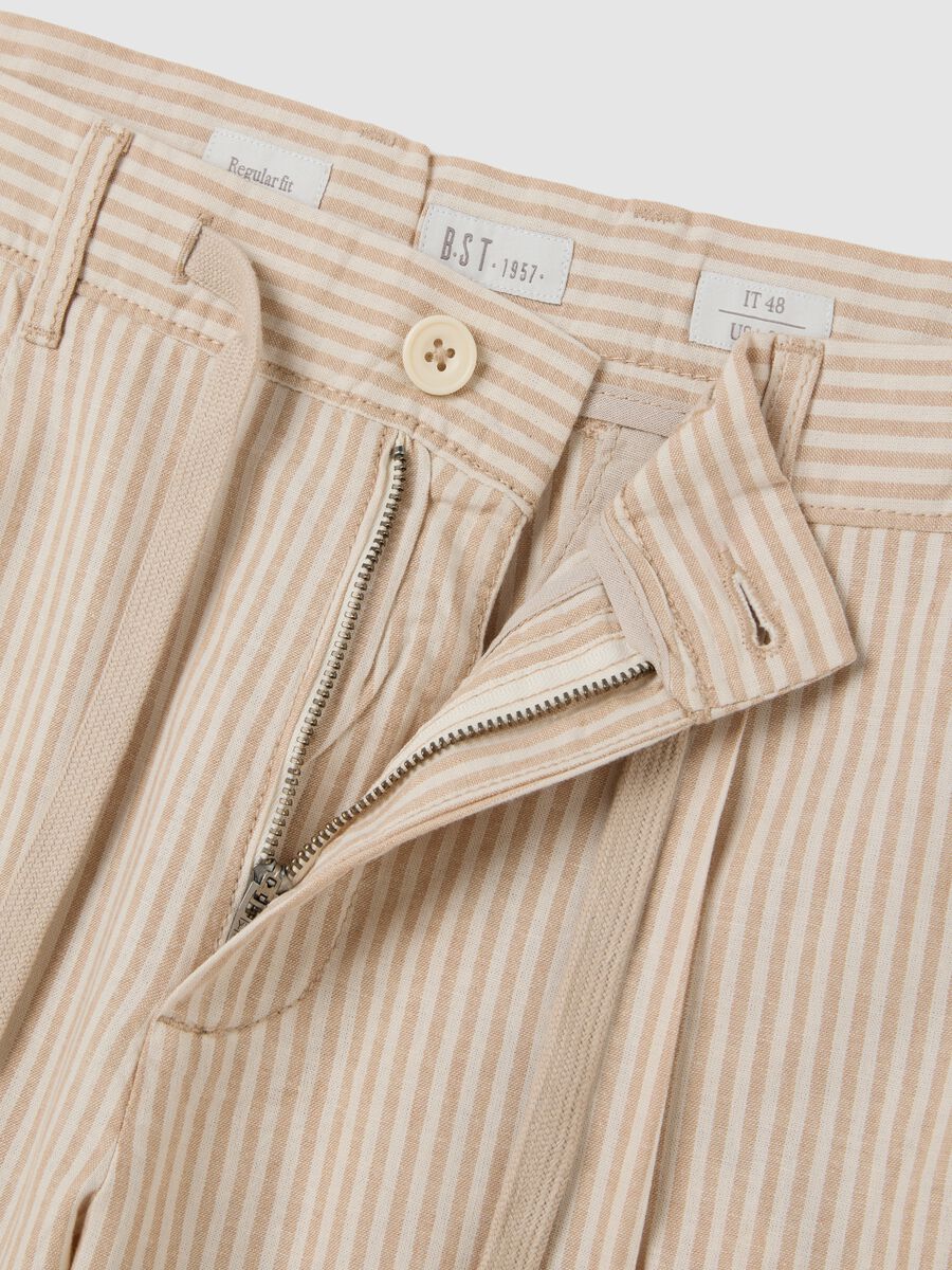 Men’s beige regular-fit Bermuda shorts with drawstring in cotton blend _5