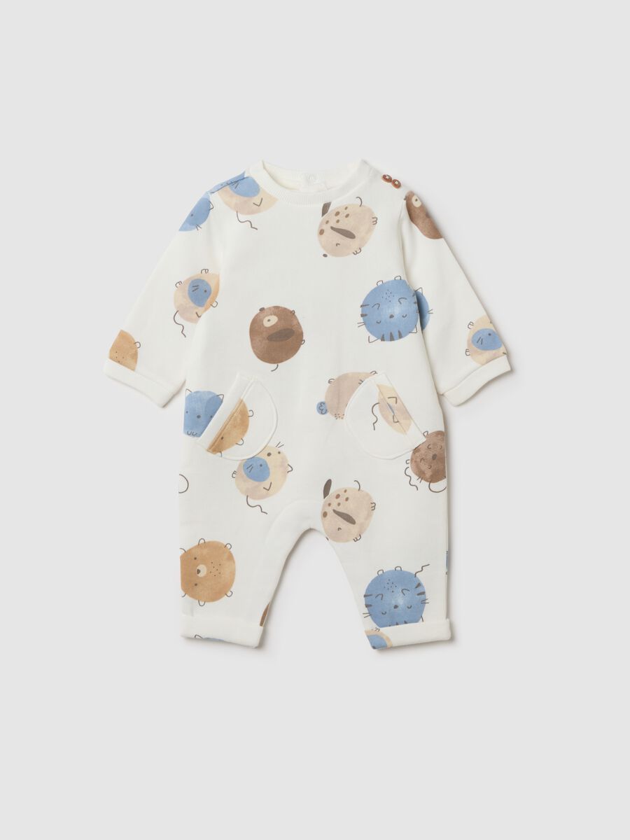 Tutina da neonato in puro cotone multicolor con stampa_0