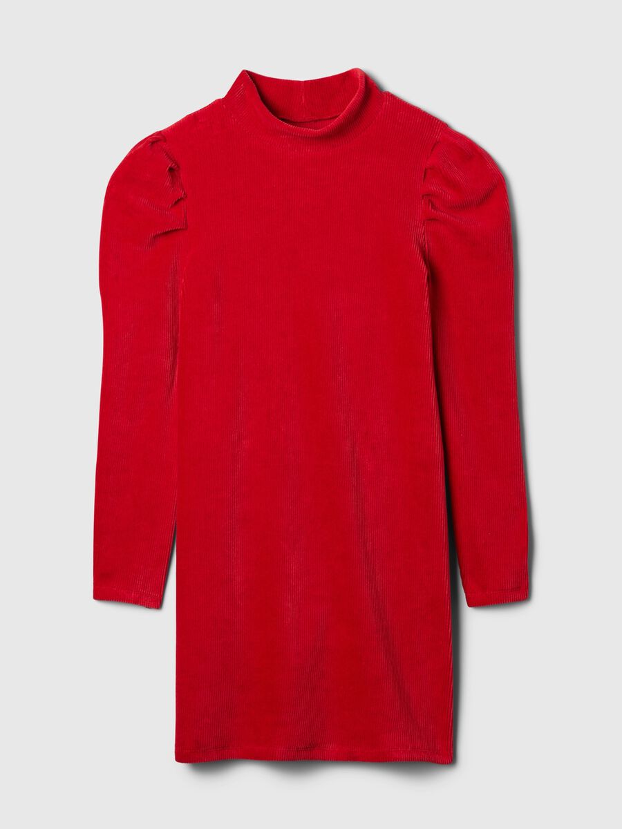 Corduroy dress with puff sleeves_2